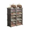 CSUNNY Plastic Integrated Shoe Shoe Box Storage Box Transparent Drawer Shoe Cabinet Multi layered Shoe Frame Home Furnishing Storage,Black,6