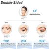AMISCE 30x Magnifying Mirror, Travel Handheld Mirror - 2-Sided Hand Held Mirror with 1X 30X Magnification & Adjustable Handle/Stand, Portable Sma