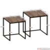 Vida Designs Brooklyn Nest of Tables 2 Piece Set Coffee Side End Tables Industrial Rustic Living Room Furniture (Dark Wood)