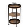 YEAKOO Industrial Nordic End Table, 3-Tier Round Side Table with Storage Shelf Edge Protection Tray, Sturdy Metal Frame Coffee Table Bedside Tabl