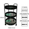 MIAOHY 3 Layer Movable Kitchen Storage Rack Carbon Steel Bathroom Shelf With Wheels Space Saving Trolley Tools (Color : Argento, Size : 1pcs)