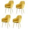 dining chair Set Of 4 Soft Seat And Back Velvet Living Room Chairs Sturdy Metal Legs Kitchen Chairs Reception Chair (Color : Dark green)