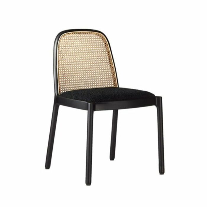 JJZXD Rattan Dining Chairs Designer Solid Wood Restaurant Chair Minimalist Backrest Single Chair Dining Room Furniture