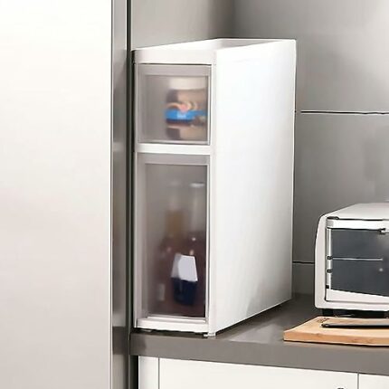 Narrow Tall Bathroom Floor Cabinet, Vertical Storage Unit with 2/3/4/5/6 Drawers Large Capacity Plastic Drawers Slim Drawer Cart Storage Tower wi