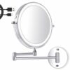 Amelar 8 Inch Wall Mounted Makeup Mirror USB Rechargeable LED 3 Color Lights Two Sided 1X/10X Magnifying Mirror Touch Switch Intelligent Shutdown