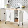 BHVXW Design Kitchen Trolley with Worktop Kitchen Island Kitchen Cabinet Trolley Sideboard on Wheels White Natural