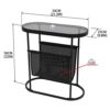 Yusong Tempered Glass End Table for Small Space, Narrow Oval Side Tables Living Room, Little Skinny Bedside Table Slim Nightstand with Magazine H