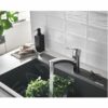 GROHE QUICKFIX Start - Kitchen Sink Tap Mixer with Pull-Out Dual Spray (Low Spout with 90° Swivel Area, 1-Hole Easy Install with Fast Fixation, R