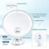 MIYADIVA 20X Magnifying Mirror with Light, Lighted Magnifying Mirror with Suction Cup and Tweezers, 3 Color Magnifying Makeup Mirror, 360 Rotatio