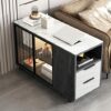 HOLUCE Faux Rock Slate Color Sofa Sideboard Living Room Mobile Sideboard Coffee Table Cabinet Side Storage Storage Organizer (Color : Argento, Si