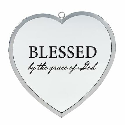 Dicksons Elanze Designs Blessed by The Grace of God Heart Shaped Silver 8 x 8 Metal and Glass Wall Mounted Mirror