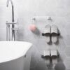 2 Pieces Towel Bar rail, Plastic Wall mount Pot Lid Rack, Self Adhesive Hanger Rail Organizer Holder, Bar Bathroom Accessories, for Kitchen Bathr