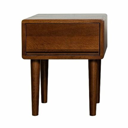 Cttasty Nightstand, Solid Wood Bedside Tables with Drawer, Mid Century Modern Nightstand, End Table with High Stool Leg, 15.74" L x 13.78" W x 19