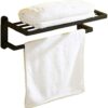 Towel Bar Bathroom Rack Towel Rack Towel Holder With 1 Wall Mounted,22 Inches,Stainless Steel Matte Black Finished,Towel Rail Holder Storage Rack