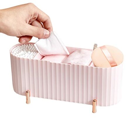 Bathroom ShelvesCotton Pad Holder with Transparent Cover Cosmetic Cotton Bud Organizer Box Desktop Anti-Dust Cotton