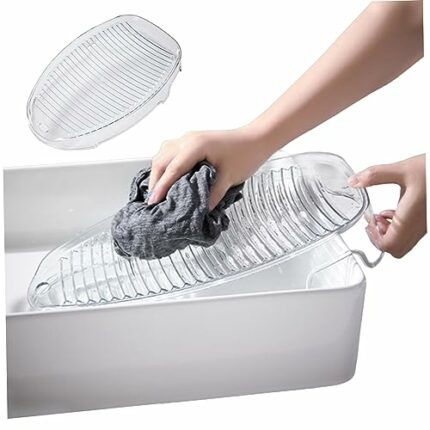 Wash Basin 2-in-1 Integrated Thicken Widen Large Capacity Labor-Saving Hanging Washboard for Washing Clothes with Curled Edge Washboard Basin for