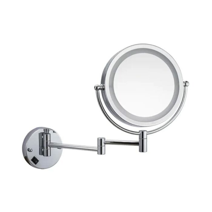 Rechargeable Lighted Makeup Vanity Mirror with Magnification, 8 Inch Double Sided 1X/10X Magnifying Light Up Mirror, Dimmable 360 ° Swivel, Wall-