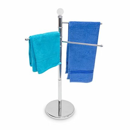 Relaxdays 10019262 93.5 cm, Base Diameter 29 cm Stainless Steel Hand Towel Stand, Chrome/Silver