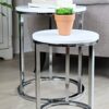 ASPECT Paloma Set of 2 Round Nesting Table, Glossy Tops Base, Metal, White/Chrome, L 40 diax50(H) cm/S 30x40(H) cm