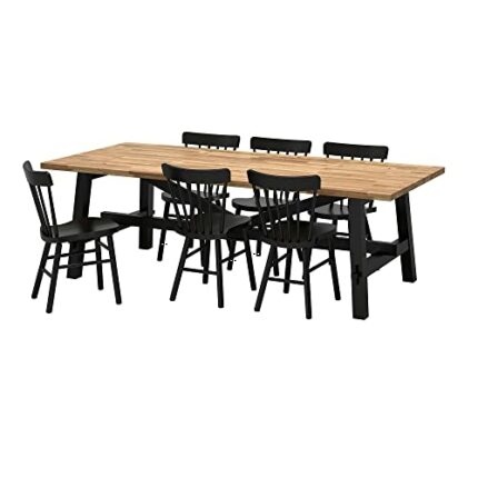 Ikea NORRARYD/SKOGSTA table and 6 chairs, 235x100 cm, acacia/black