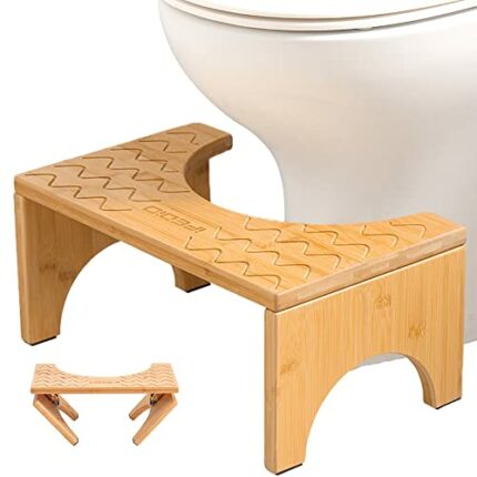 iFedio Toilet Stool, Poop Stool,Bamboo 7 Inch Toilet Potty Stool,Foldable Squat Stool Potty with Anti Slip Layer,Toilet Stool Squat for Adults Ki