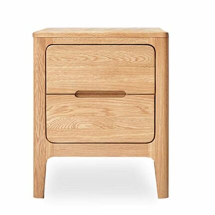 JYDQM All Solid Wood Bedside Table with Double Drawers, Minimalist Bedroom Wood Color Bedside Table