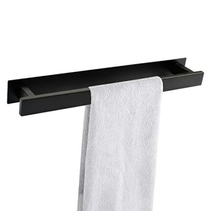 WJUAN Stainless Steel Towel Holder 40 cm Towel Holder Black Matt Towel Rail No Drilling Hand Towel Holder Stick for Bathroom Wall