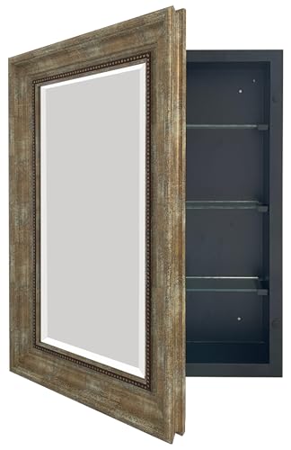 HESONTH 22"x30"  Medicine Cabinet with Mirror Retro Bathroom Medicine Cabinet Organizer with Shelves Farmhouse Wall Mounted Hanging Rectangular B