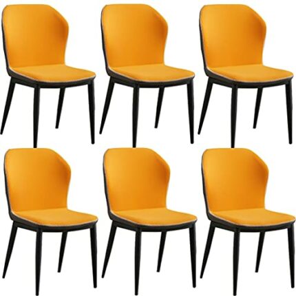 Kitchen Dining Room Furniture Chairs Modern Design Dining Chair Set Of 6 Water Proof PU Leather High Back Padded Soft Seat Reception Chair for Di