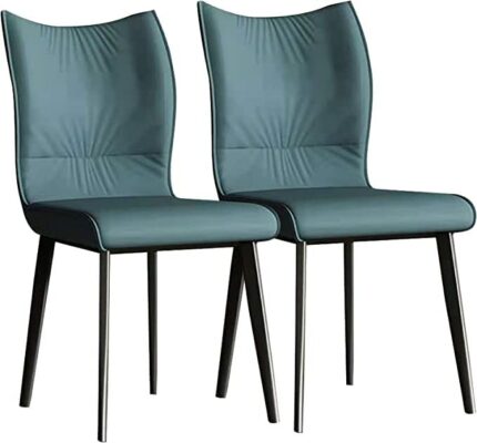 Kitchen Dining Room Furniture Chairs Dining Chairs Set Of 2 PU Leather Upholstered Kitchen Chair with Black Metal Legs Living Room Bedroom Leisur