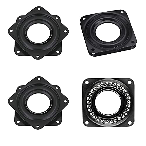 STCRERAG 4 PCS Square Rotating Swivel Plate Black Lazy Susan Turntable Bearing Bar Stool Swivel Plate Replacement 360 Degrees Rotating Tray with