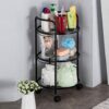 SLNFXC 3 Layer Movable Kitchen Storage Rack Carbon Steel Bathroom Shelf With Wheels Space Saving Trolley Tools (Color : D, Size : 1pcs)