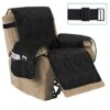 MGrow in Style Luxury Velvet Plush Large Width Recliner Chair Cover with Straps Three Pockets, Dog Couch Covers for Armchair Seat Width Up to 28"