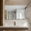 TheiaMo 36"x28" Bathroom Mirror Wall Mounted, Rounded Rectangular Bathroom Vanity Mirror, Framed Bathroom Mirror, 45° Beveled Edge Polished Frame