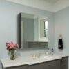 HOTIPRO Bathroom Medicine Cabinet with Mirror 31.5 x 26.7 Inch Wall-Mounted Bathroom Mirror Cabinet 2-Door Black Aluminum Medicine Cabinet Waterp