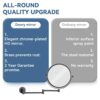 DOWRY Bathroom Extendable Mirror - 10x Wall Mounted Magnifying Mirror - Black Wall Mounted Makeup Mirror - Shaving Mirror Wall Mounted - 360 ° Ro