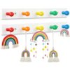 2 Pcs Kids Coat Rack Wall Mount Rainbow Kids Wall Hooks Wooden Coat Hooks Cute Coat Rack Wall Mounted for Kid's Towels Backpacks Bedroom Bathroom