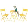 Sijux Indoor/Outdoor 3Pc Metal Folding Set, Foldable Table And Chairs, Thicken 2 Chairs And 1 Table Cafe Garden Dining Set Folding Outdoor Tables