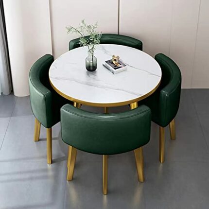 Office Reception Round Dining Table Set for 4, Business Reception Desk Table and Chair Combination,Hotel Lobby Dining Table Set,Bedroom Balcony L