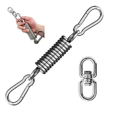 Sfeexun Heavy Duty Spring Hanging Kit, Extension Hammock Spring Suspension Hook with Swivel Carabiners for Hammock Swing Chair, Boxing Punching B