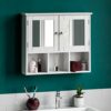 Bath Vida Priano Double Door Mirrored Bathroom Cabinet Storage Shelves Wall Mounted, White