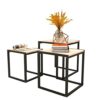 Diahomy Nesting Coffee Table, Set of 3 End Tables, Metal Frame Square Corner End Desk for Living Room Bedroom Office Industrial Style, Rustic Bro
