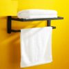 Towel Bar Bathroom Rack Towel Rack Towel Holder With 1 Wall Mounted,22 Inches,Stainless Steel Matte Black Finished,Towel Rail Holder Storage Rack