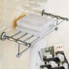 Bathroom Lavatory Towel Rack Towel Shelf with one Towel Bars Wall Mount Holder, Stainless steel rack