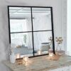 ASPECT Square Window Wall Mirror,Metal Window Pane Mirror,Black (Black, 60((W) x2(D) x60(H) cm),M48BK