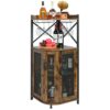 JKsmart Corner Bar Cabinet with Glass Holder,Industrial Wine Cabinet with Mesh Door,Wine Cabinet with Adjustable Shelf,Home Bar for Liquor and Wi