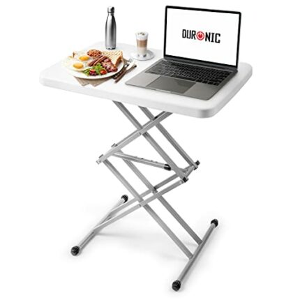 Duronic Folding Table CT13, Height Adjustable Scissor Table, Garden Trestle Table, Portable Occasional Table for BBQ, Picnic, Party, Crafting, TV