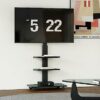 FITUEYES Rolling TV Stand on Wheels for 32 to 60 Inch TVs Portable Mobile TV Stand TV Trolley Swivel Height Adjustable Cable Management 2 Removab