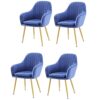 dining chair Set Of 4 Soft Seat And Back Velvet Living Room Chairs Sturdy Metal Legs Kitchen Chairs Reception Chair (Color : Dark green)