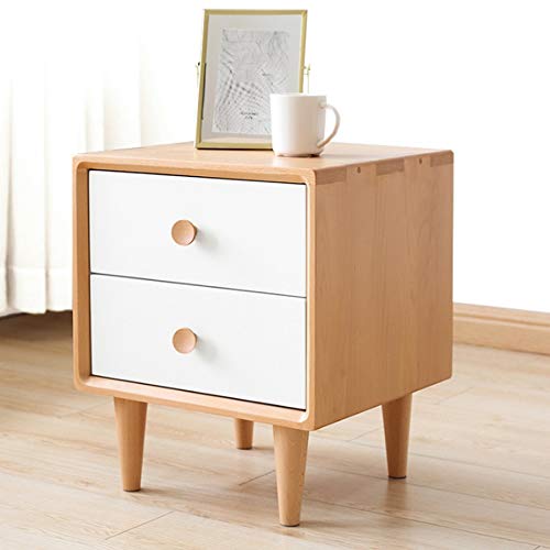 JYDQM Solid Wood Bedside Cabinet Simple Nordic Style Bedroom Cabinet, Double Drawer Design Bedside Cabinet